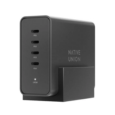 Мережевий зарядний пристрій Native Union Fast GaN Charger PD 140W Desktop USB-C 4-Port Black (FAST-PD140-BLK-EU) - цена, характеристики, отзывы, рассрочка, фото 1