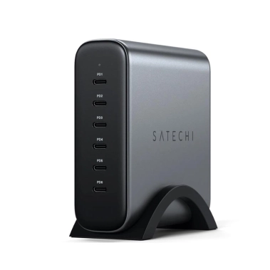 Зарядний пристрій Satechi 200W USB-C 6-Port PD GaN Charger Space Gray (ST-C200GM-EU) - цена, характеристики, отзывы, рассрочка, фото 1