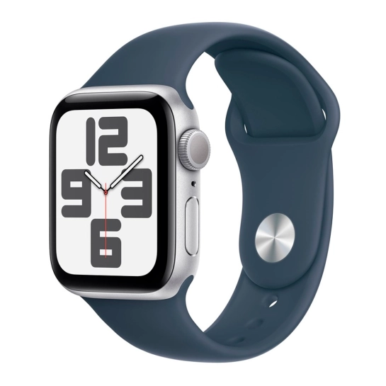 Б/У Смарт-годинник Apple Watch SE 2 2023 44mm Silver Aluminum Case with Storm Blue Sport Band - S/M (Відмінний)