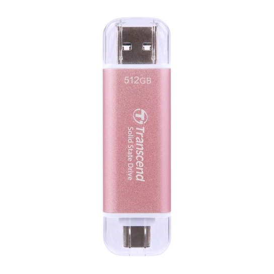 Портативний SSD накопичувач Transcend USB 3.2 512GB Type-A + Type-C Pink (TS512GESD310P)