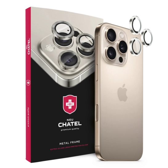 Линза на камеру +NEU Chatel Metal Frame Lens Protector Glass for iPhone 17 Pro/17 Pro Max Silver