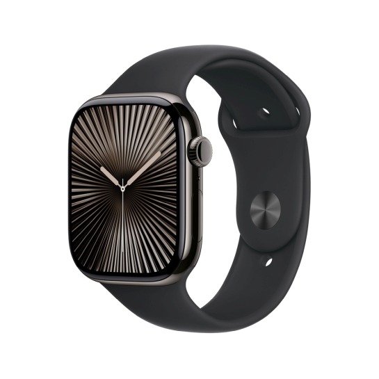 Смарт-годинник Apple Watch Series 10 GPS + Cellular 46mm Slate Titanium Case with Black Sport Band - S/M - ціна, характеристики, відгуки, розстрочка, фото 1
