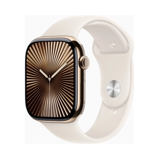 Смарт-годинник Apple Watch Series 10 GPS + Cellular 46mm Gold Titanium Case with Starlight Sport Band - S/M