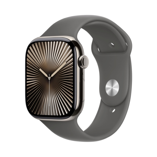Смарт-годинник Apple Watch Series 10 GPS + Cellular 46mm Natural Titanium Case with Stone Grey Sport Band - S/M - ціна, характеристики, відгуки, розстрочка, фото 1