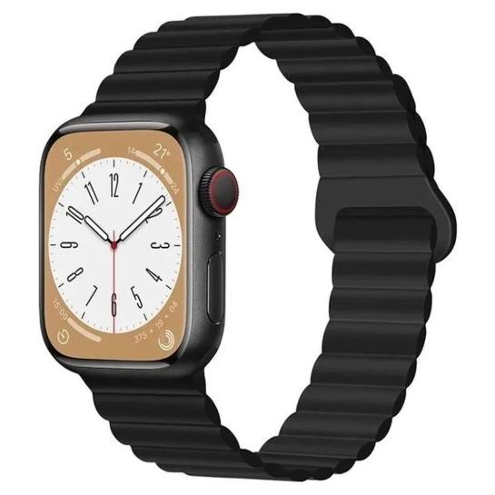 Ремінець для смарт-годинника Drobak Silicone Magnetic Link для Apple Watch All Series 38/40/41mm Dark Black (898922)