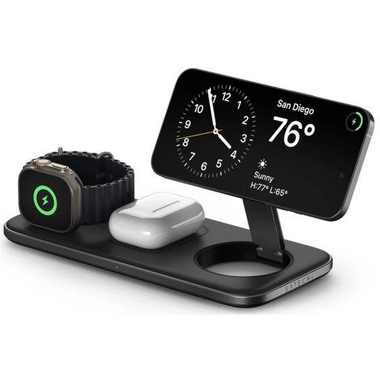 Бездротовий зарядний пристрій Satechi Trio Qi2 Pad Space Grey