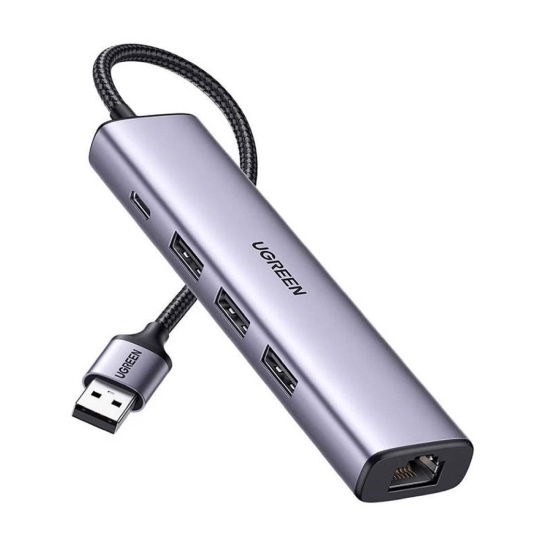 USB HUB Ugreen USB 3.0 to 3хUSB 3.0/Type-C+RJ45(1000M) Ethernet 5in1 CM475 (60554) - ціна, характеристики, відгуки, розстрочка, фото 1