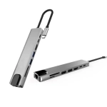 USB HUB XoKo Type-C to RJ45+HDMI+2xUSB 3.0+ TF,SD reader+ PD Type-C+ Type (XK-AC550-SL)