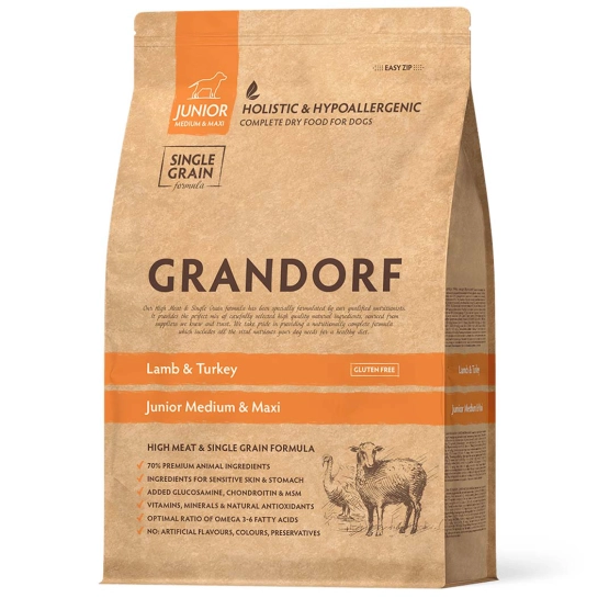 Корм для собак GRANDORF Dog Junior Lamb & Turkey 1 кг / Грандорф Ягнёнок и Индейка для щенков 1 кг