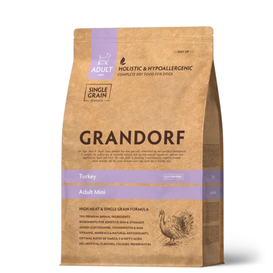 Корм для собак GRANDORF Dog Mini Turkey 3 кг / Грандорф Индейка для взрослых собак мелких пород 3 кг