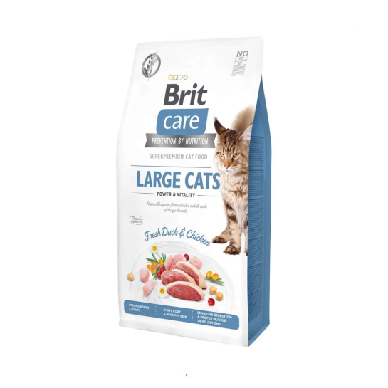 Корм для котов Brit Care Cat GF Large Power & Vitality для кошек больших пород, утка и курица, 7 кг