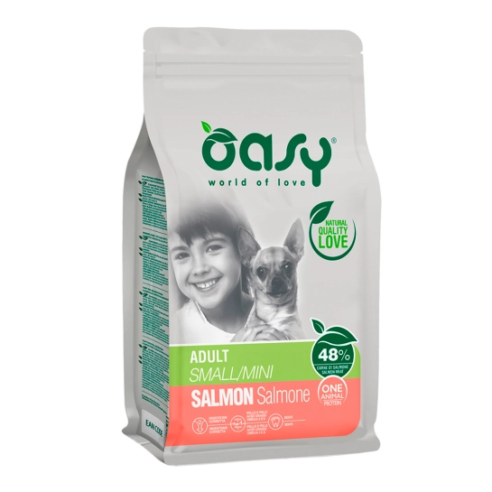 Корм для собак OASY OAP ADULT Small/Mini для взрослых собак мелких и миниатюрных пород, с лососем, 2,5 кг (8053017348513)