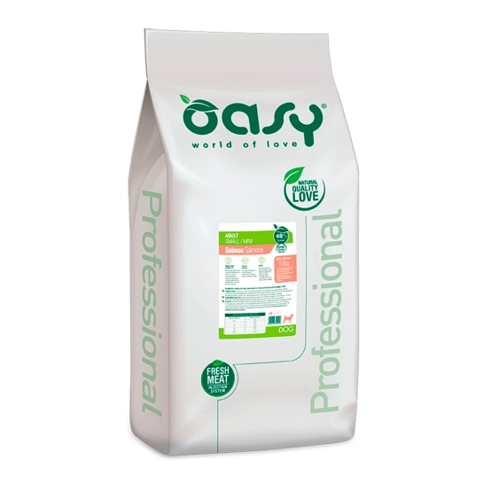Корм для собак OASY OAP ADULT Small/Mini для взрослых собак мелких и миниатюрных пород, с лососем, 18 кг (8053017349299)
