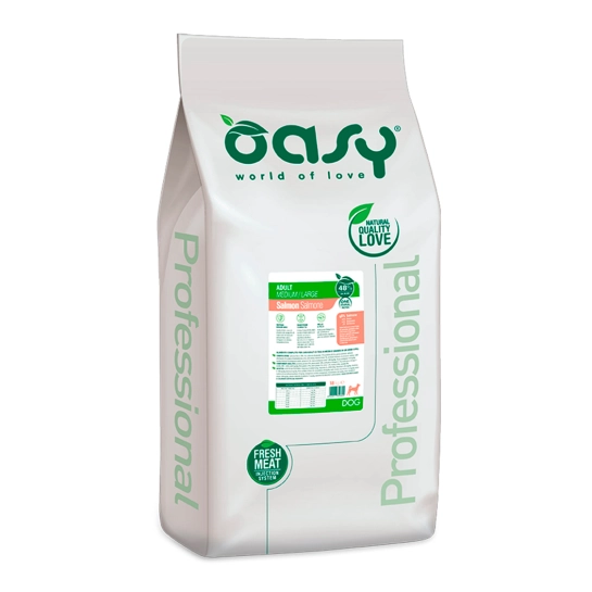 Корм для собак OASY OAP ADULT Medium/Large для взрослых собак средних и больших пород, с лососем, 18 кг (8053017349305)