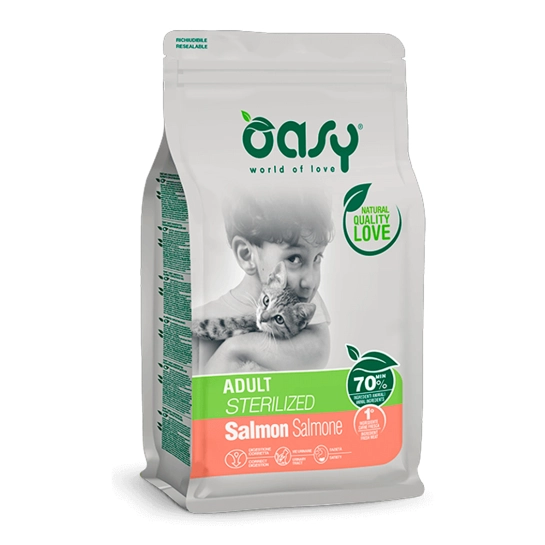 Корм для котов OASY LIFESTAGE Sterilized  для стерилизованых кошек, с лососем, 7,5 кг (8053017348278)