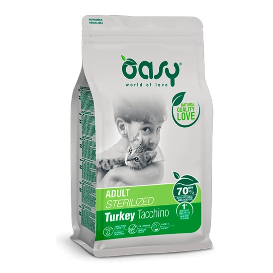 Корм для котів OASY LIFESTAGE Sterilized для стерилізованих кішок, з індичкою, 0,3 кг (8054329510025)