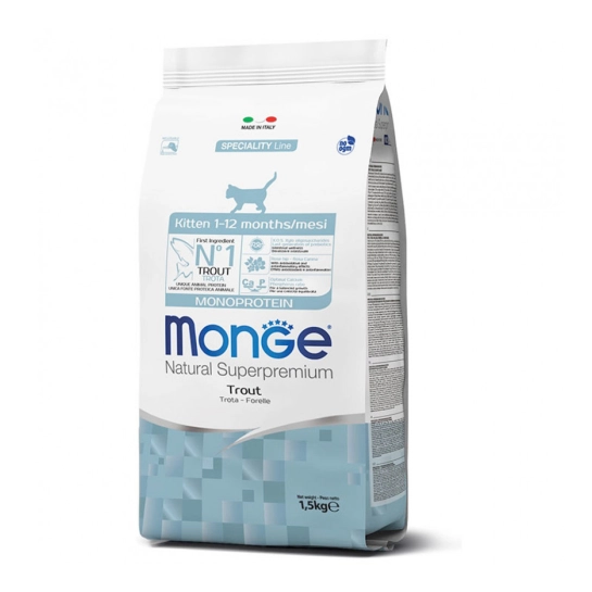 Корм для котят Monge Cat Monoprotein Kitten с форелью 1,5 кг