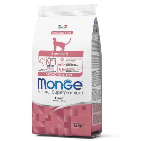 Корм для кошек Monge Cat Sterilised с Говядиной 1,5 кг