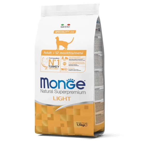 Корм для кошек Monge Cat Light с Индейкой 1,5 кг