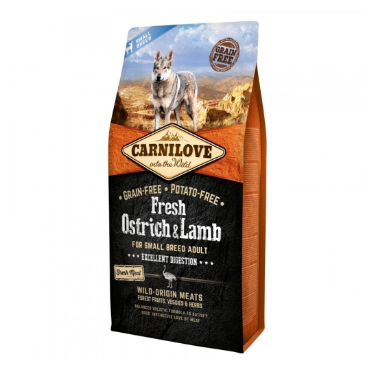 Сухой корм Carnilove Fresh Ostrich & Lamb для взрослых собак мелких пород, ягненок и страус, 6 кг (170870/7496)