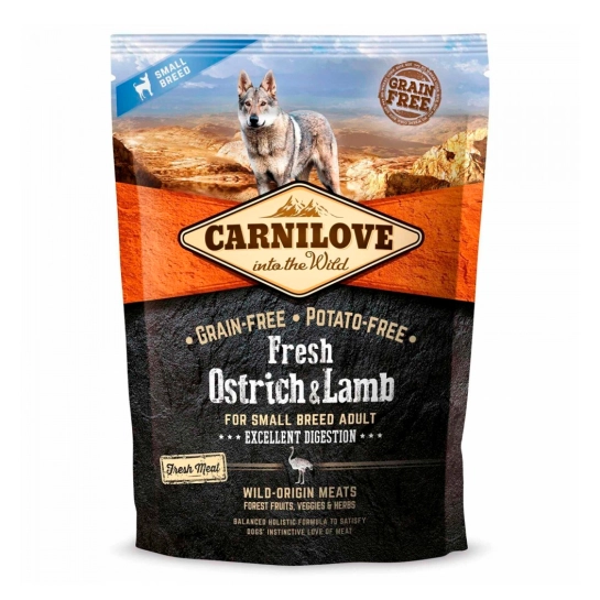 Сухий корм Carnilove Fresh Ostrich & Lamb для дорослих собак дрібних порід, ягня та страус, 1,5 кг (170869/7472)