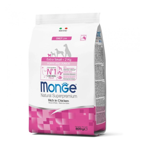 Корм для собак Monge Dog Extrasmall Puppy and Junior Курица с рисом 0,8 кг