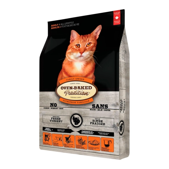 Сухой корм Oven-Baked Tradition сбалансированный для кошек из свежего мяса индейки, 4,54 кг (9775-10)