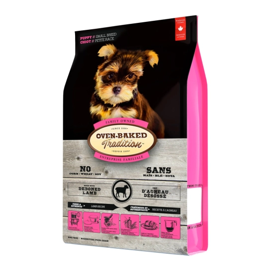 Сухой корм Oven-Baked Tradition полностью сбалансированный для щенков малых пород из свежего мяса ягнёнка, 4,54 кг (9909-10-PB)