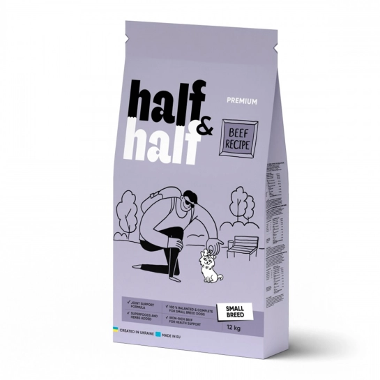 Сухой корм HalfHalf для взрослых собак мелких пород с говядиной, 12 кг (20734)