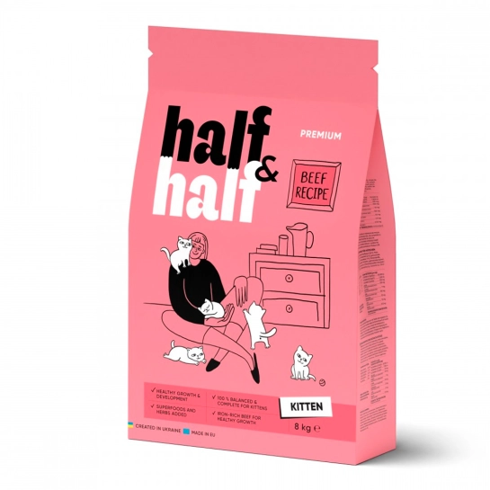 Сухой корм HalfHalf для котят с говядиной, 8 кг (20796)