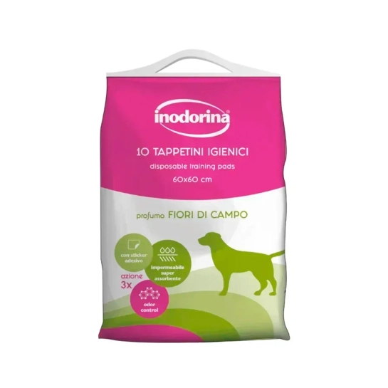 Пелёнки для животных Inodorina Training Fiori с ароматом цветов, 10 шт, 60x60 см (250.0030.001)