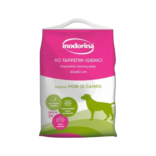 Пелёнки для животных Inodorina Training Fiori с ароматом цветов, 40 шт, 60x60 см (250.0040.001)