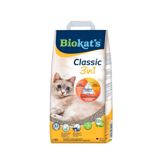 Наполнитель Biokats Classic 3in1 бентонитовый для кошачьего туалета, 10 л (G-613307/614458)