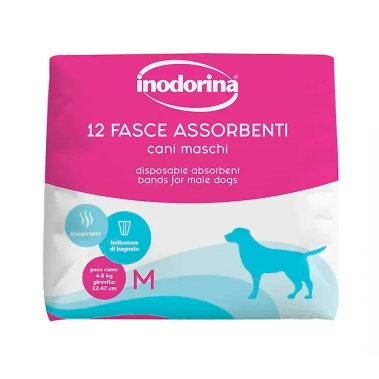 Гігієнічний абсорбуючий пояс для собак з індикатором вологості Inodorina Pannolini Fasce Assorbenti Cani Maschi, розмір M, 12 шт (250.0100.008) - цена, характеристики, отзывы, рассрочка, фото 1