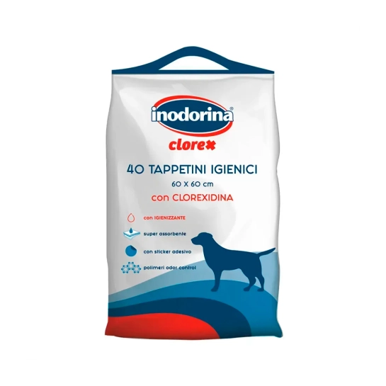 Пелюшки з хлоргексидином для собак Inodorina Clorex Tappetini, 60х60 см, 40 шт (250.0050.001)