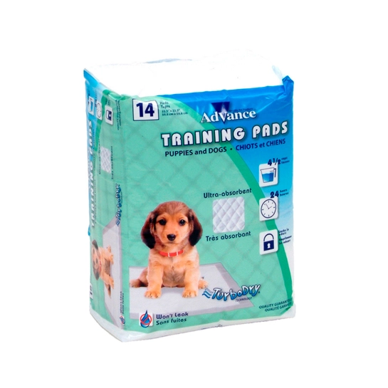 Пеленка для собак Advance Dog Training Pads, суперабсорбирующая с индикацией, 59.6 х 59.6 см, 14 шт (18814)