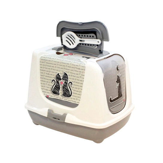 Закритий туалет Moderna Trendy Cat Cats in Love для котів, світло-сірий (C235026CL)