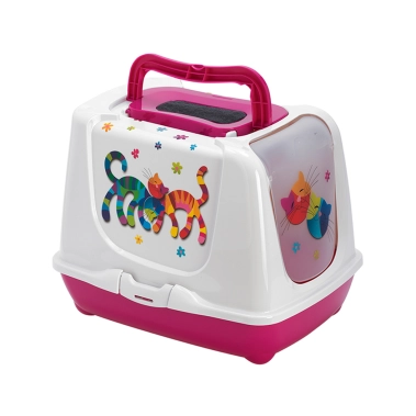 Закрытый туалет Moderna Trendy Cat Friends Forever для котов, розовый, ярко-розовый, 50х39х37 см (C235328FF) - цена, характеристики, отзывы, рассрочка, фото 1