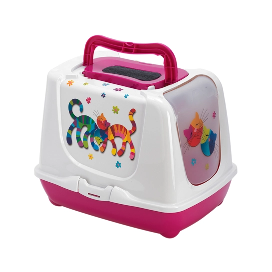 Закрытый туалет Moderna Trendy Cat Friends Forever для котов, розовый, ярко-розовый, 50х39х37 см (C235328FF)