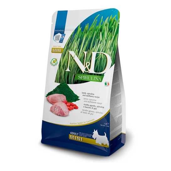 Сухой корм для собак Farmina N&D Spirulina Lamb Adult Mini Ягнёнок, Спирулина и Ягоды годжи 2 кг (177875)