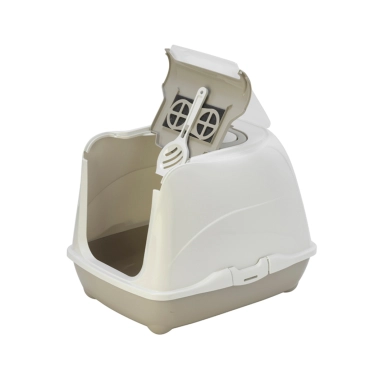 Закрытый туалет Moderna Flip Cat Jumbo для кошек, тёплый серый, 58х45х42 см (C240330) - цена, характеристики, отзывы, рассрочка, фото 1