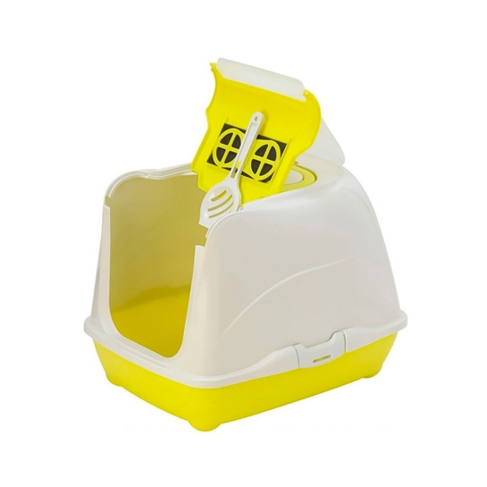 Закрытый туалет Moderna Flip Cat Jumbo для кошек, лимонный, 58х45х42 см (C240329)