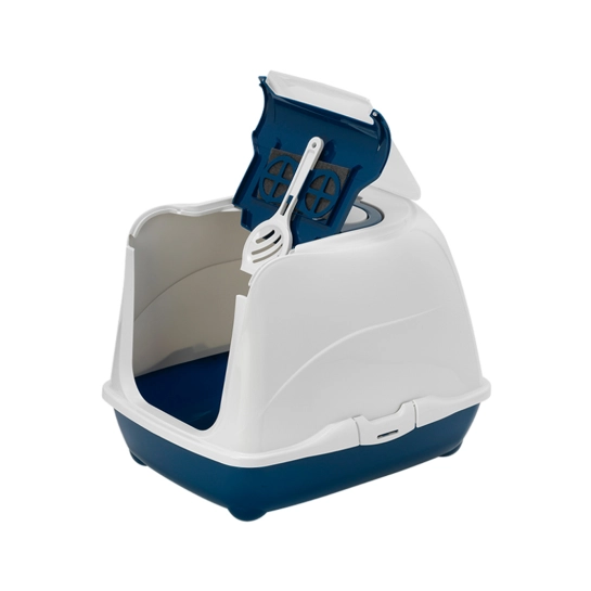 Закрытый туалет Moderna Flip Cat Jumbo для кошек, черничный, 58х45х42 см (C240331)