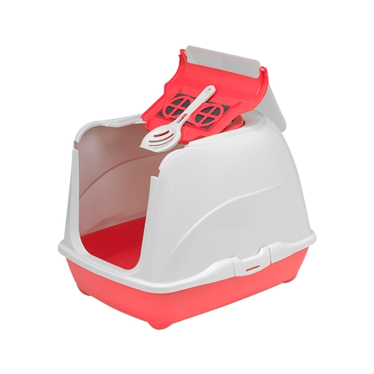 Закрытый туалет Moderna Flip Cat Jumbo для кошек, коралловый, 58х45х42 см (C240371)