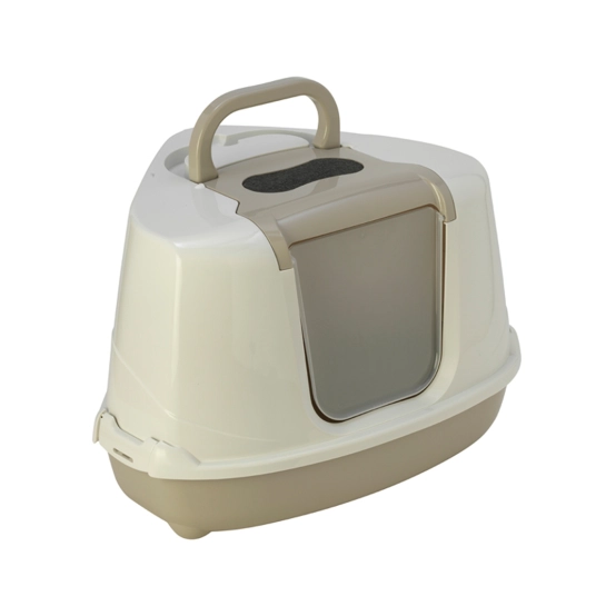 Закритий туалет Moderna Flip Corner для кішок, сірий теплий, 56х45х38 см (C250330)