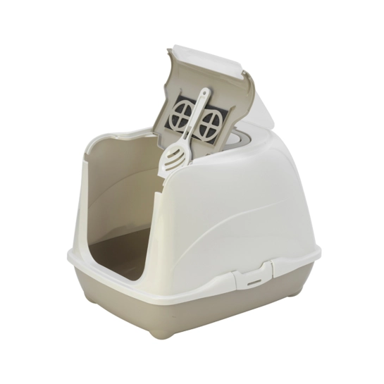 Закрытый туалет Moderna Flip Cat для кошек, тёплый серый, 50х39х37 см (C230330)