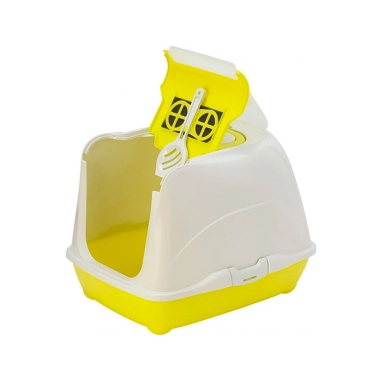 Закрытый туалет Moderna Flip Cat для кошек, лимонный, 50х39х37 см (C230329) - цена, характеристики, отзывы, рассрочка, фото 1