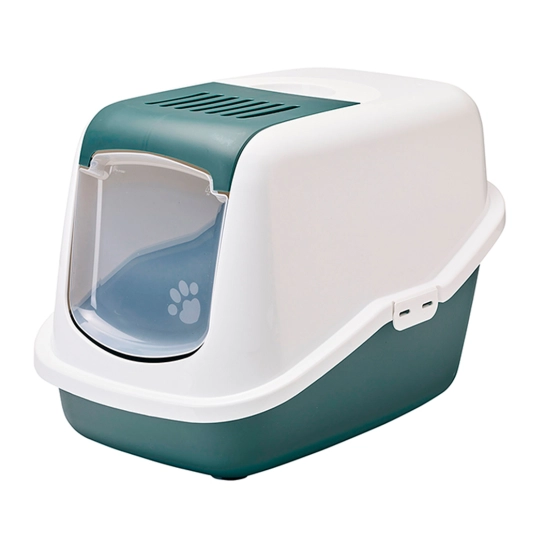 Закрытый туалет Savic Nestor Nordic с откидной крышкой для кошек, серо-зелёный, 56×39×38 см (0227_0WMG)