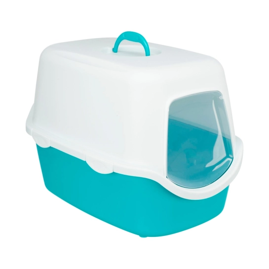 Закрытый туалет Trixie Vico для кошек, бирюзовый/белый, 40×40×56 см (40275)