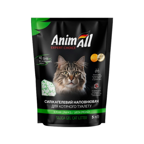 Наполнитель AnimAll силикагелевый, зелёный изумруд, для кошачьего туалета, 5 л (42034)
